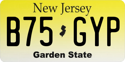 NJ license plate B75GYP