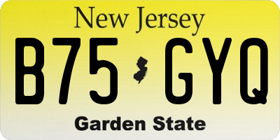 NJ license plate B75GYQ