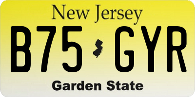 NJ license plate B75GYR