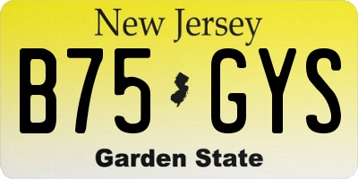 NJ license plate B75GYS