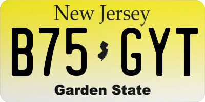 NJ license plate B75GYT