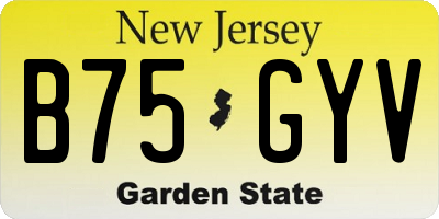 NJ license plate B75GYV