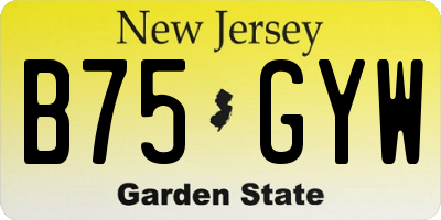 NJ license plate B75GYW