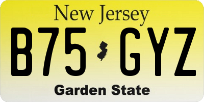 NJ license plate B75GYZ