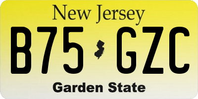 NJ license plate B75GZC