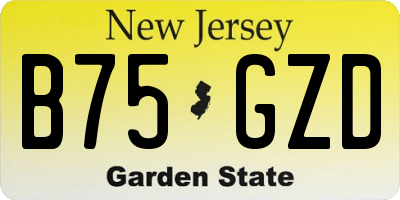 NJ license plate B75GZD