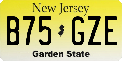 NJ license plate B75GZE