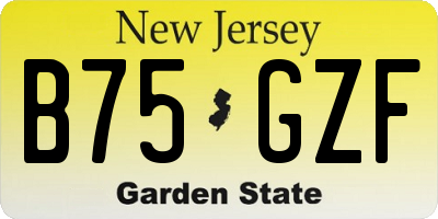 NJ license plate B75GZF