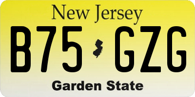 NJ license plate B75GZG