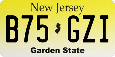 NJ license plate B75GZI