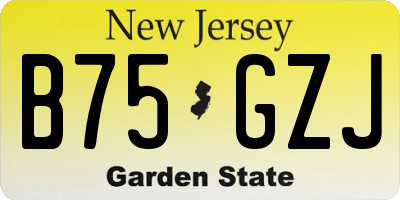 NJ license plate B75GZJ