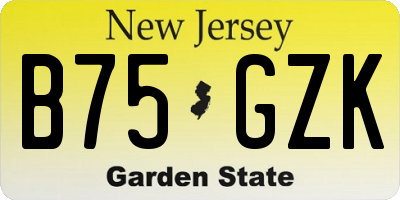 NJ license plate B75GZK