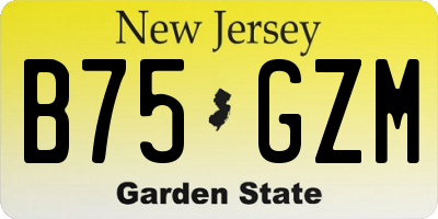NJ license plate B75GZM