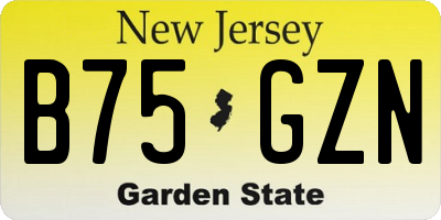 NJ license plate B75GZN