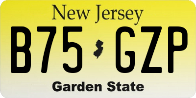 NJ license plate B75GZP
