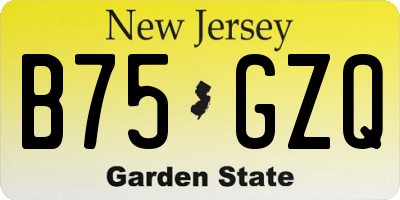 NJ license plate B75GZQ