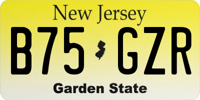 NJ license plate B75GZR