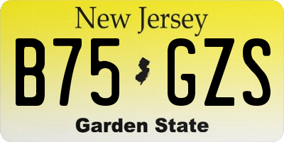 NJ license plate B75GZS