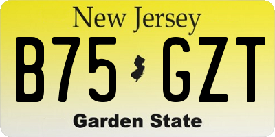 NJ license plate B75GZT