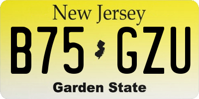 NJ license plate B75GZU