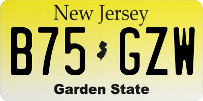 NJ license plate B75GZW