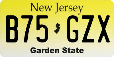 NJ license plate B75GZX