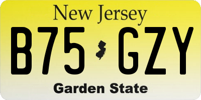NJ license plate B75GZY