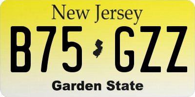NJ license plate B75GZZ