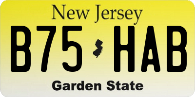 NJ license plate B75HAB