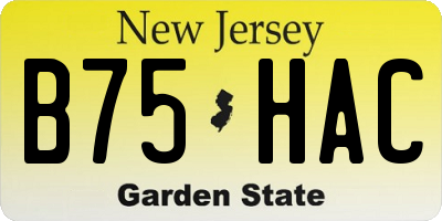 NJ license plate B75HAC