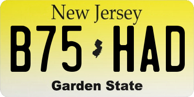 NJ license plate B75HAD