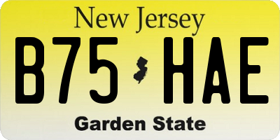 NJ license plate B75HAE