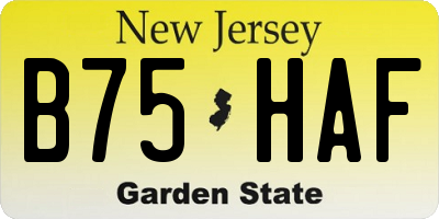 NJ license plate B75HAF