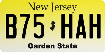 NJ license plate B75HAH