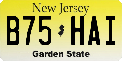 NJ license plate B75HAI