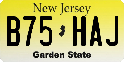 NJ license plate B75HAJ