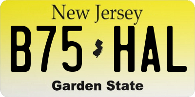 NJ license plate B75HAL