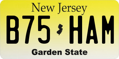 NJ license plate B75HAM