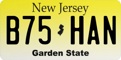 NJ license plate B75HAN