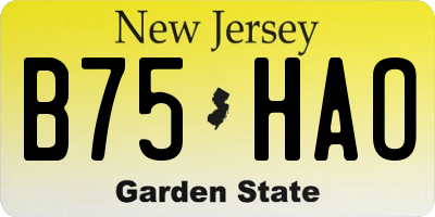 NJ license plate B75HAO