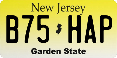 NJ license plate B75HAP