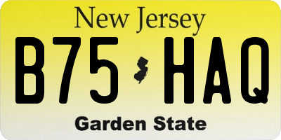 NJ license plate B75HAQ