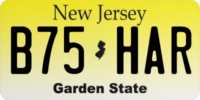 NJ license plate B75HAR