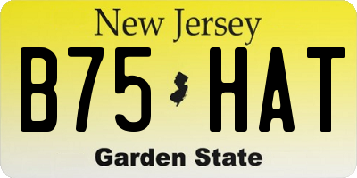 NJ license plate B75HAT
