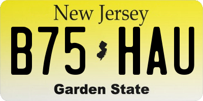 NJ license plate B75HAU