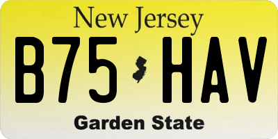 NJ license plate B75HAV
