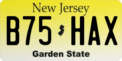 NJ license plate B75HAX