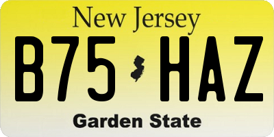NJ license plate B75HAZ