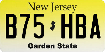 NJ license plate B75HBA