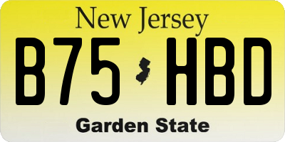 NJ license plate B75HBD